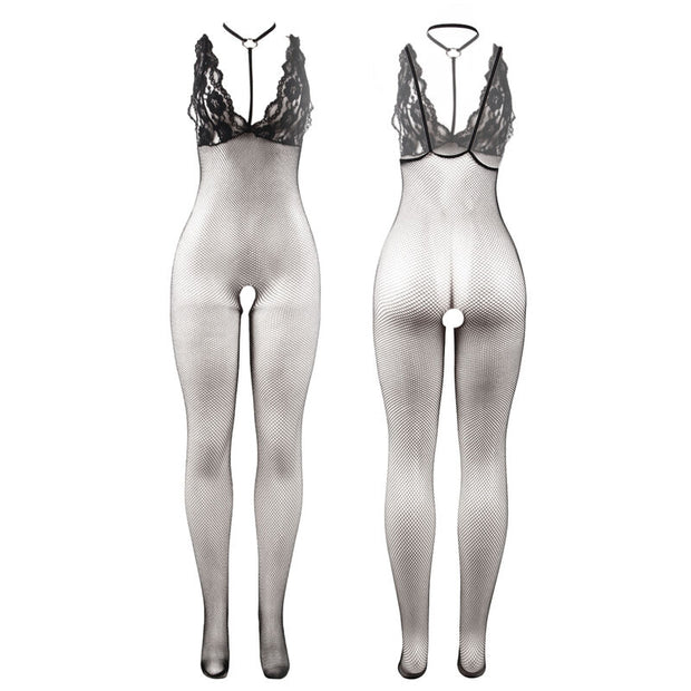 SUBBLIME - 951993 SCHWARZ TRANSPARENTER NETZ-BODYSTOCKING MIT SCHRITTFREIEM UNTERTEIL EINE GRÖSSE