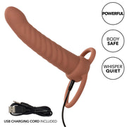 CALEXOTICS - MAXX RIBBED DUAL PENETRATOR 10 VIBRATIONEN BRAUN