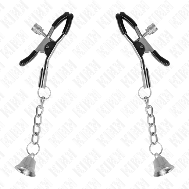 KINK - SILBERNE NIPPELKLEMMEN MIT GLOCKENANHÄNGER 6 CM
