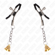 KINK - GOLDENE NIPPELKLEMMEN MIT GLOCKENANHÄNGER 6 CM