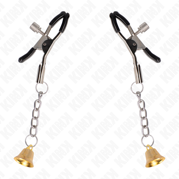 KINK - GOLDENE NIPPELKLEMMEN MIT GLOCKENANHÄNGER 6 CM