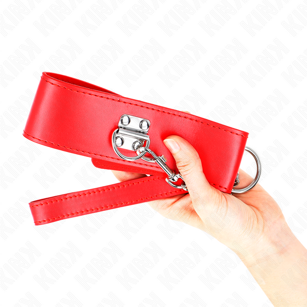 KINK - HALSKETTE MIT GÜRTEL 65 CM MIT BREITEM ROTEN BAND VERSTELLBAR 33,5-41 CM X 5 CM