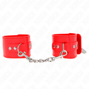 KINK - HANDGELENKFESSELN MIT VORHÄNGESCHLOSS VERSCHLUSS ROT VERSTELLBAR 16-23 CM X 5,5 CM