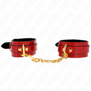 KINK - JOANNA ANGEL HANDGELENKMANSCHETTEN ROT VERSTELLBAR MIT GOLDKETTE 16,5-26 CM X 4 CM