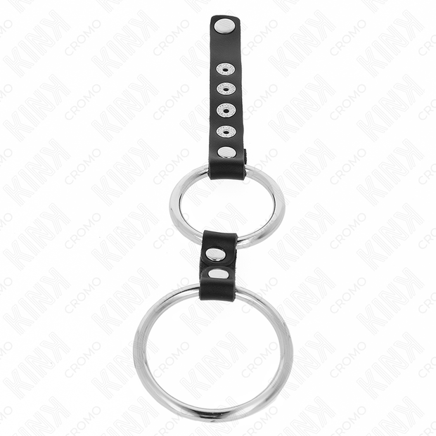 KINK - DOPPELTER PENISRING AUS METALL 3,8 CM BIS 5 CM MIT LEDER VERBUNDEN