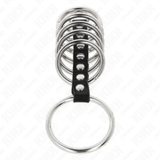 KINK - 7 PENISRINGE AUS METALL 3,2 CM BIS 5 CM DURCH LEDER VERBUNDEN