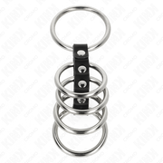KINK - 5 PENISRINGE 3,7 CM BIS 5 CM METALL DURCH LEDER VERBUNDEN
