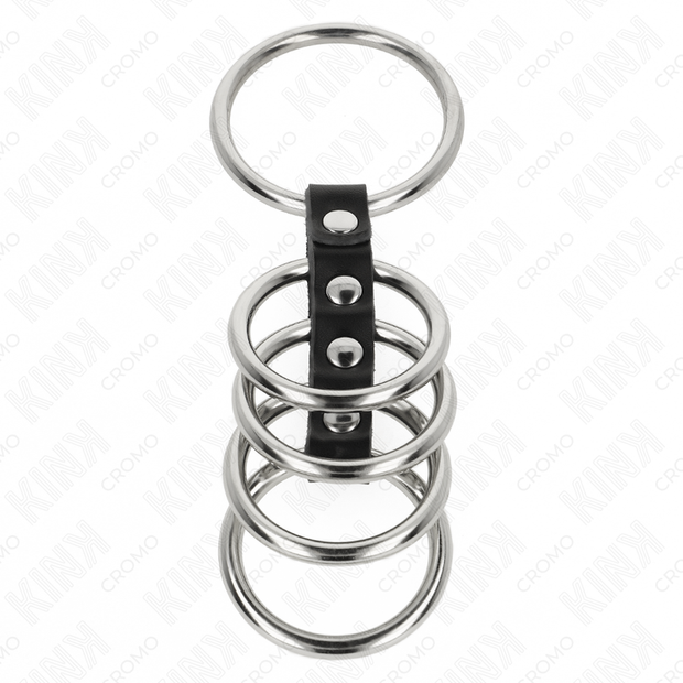 KINK - 5 PENISRINGE 3,7 CM BIS 5 CM METALL DURCH LEDER VERBUNDEN