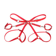 SUBBLIME - 953706 HANDSCHELLEN MIT BONDAGE-GÜRTEL ROT EINE GRÖSSE