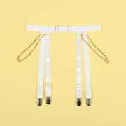 SUBBLIME - 954284 KÖRPER MIT KETTEN + STRUMPFGÜRTEL WEISS S/M