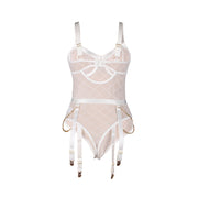 SUBBLIME - 954291 BODY MIT KETTEN + STRUMPFGÜRTEL WEISS L/XL