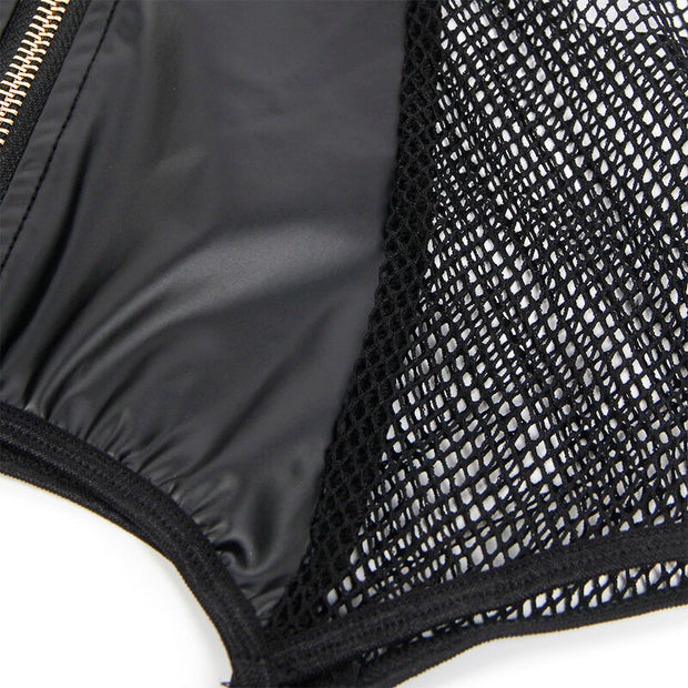 SUBBLIME - 954451 SEXY MESH KLEID LEDER SCHWARZ L/XL