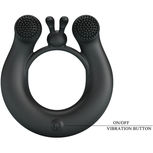PRETTY LOVE - DAHLIA VIBRATIONSRING + KLITORISSTIMULATOR 12 VIBRATIONEN SCHWARZ