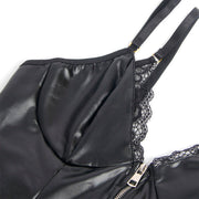 SUBBLIME - 955465 SCHWARZER LEDER-BODY MIT REISSVERSCHLUSS L/XL