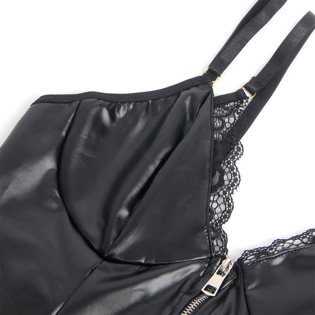 SUBBLIME - 955465 SCHWARZER LEDER-BODY MIT REISSVERSCHLUSS L/XL