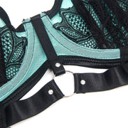 SUBBLIME - 955557 GRÜNES LACKLEDER-NETZ-ZIPPER-BH-SET S/M