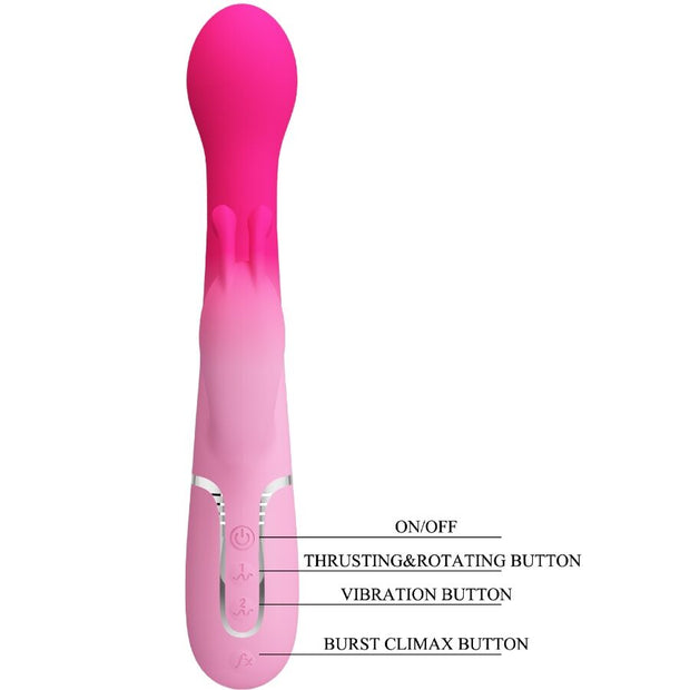 PRETTY LOVE - DEJON 3 IN 1 MULTIFUNKTIONS-RABBIT-VIBRATOR ROSA