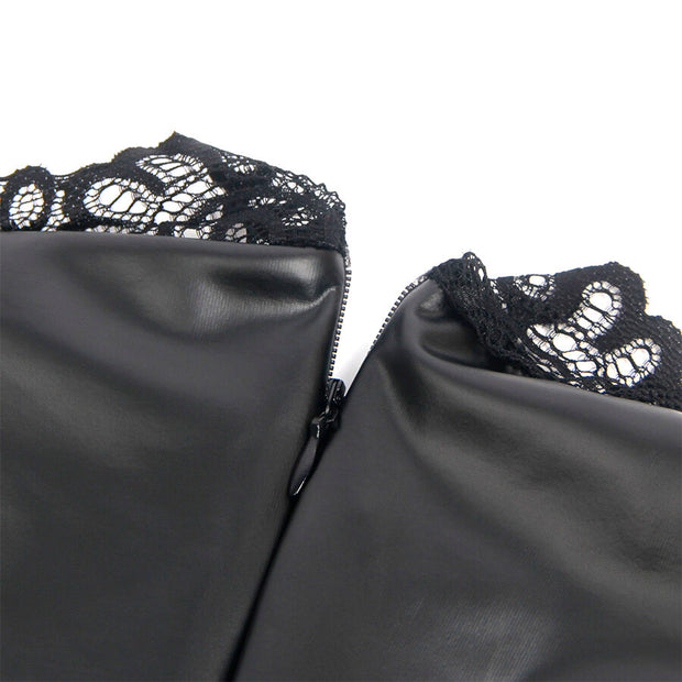 SUBBLIME - 957544 LEDERKLEID MIT SPITZENKRAGEN SCHWARZ S/M