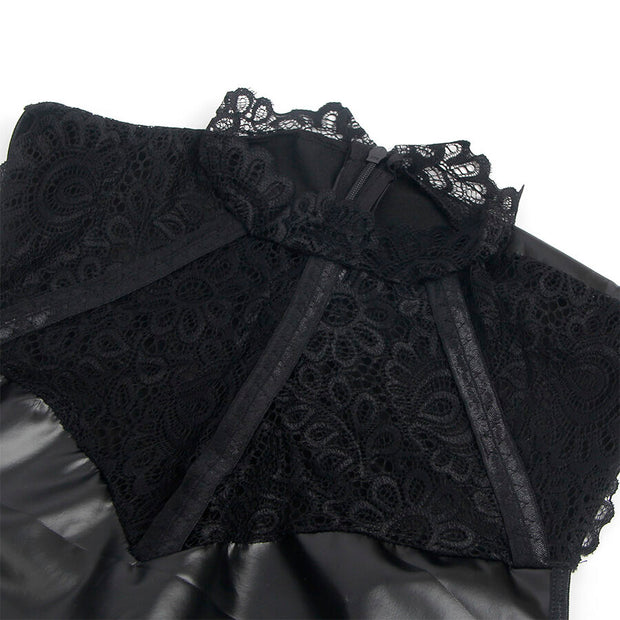 SUBBLIME - 957551 LEDERKLEID MIT SPITZENKRAGEN SCHWARZ L/XL