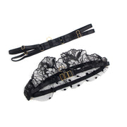 SUBBLIME - 957490 SPITZEN-BH UND STRUMPFBAND-SET SCHWARZ L/XL