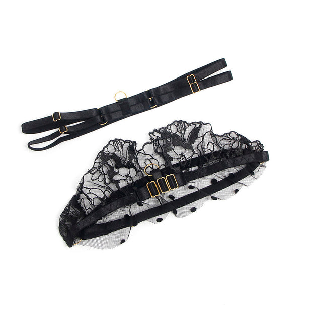 SUBBLIME - 957490 SPITZEN-BH UND STRUMPFBAND-SET SCHWARZ L/XL