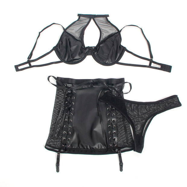 SUBBLIME - 957582 LEDER-BH UND ROCK-SET SCHWARZ S/M