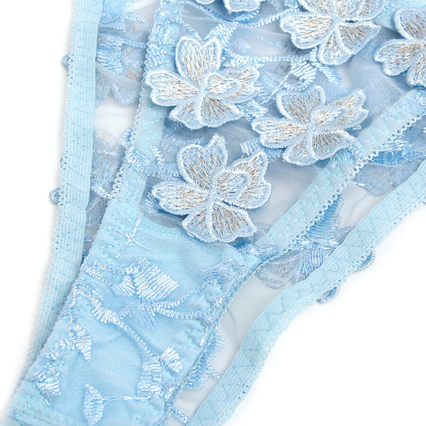 SUBBLIME - 957629 BH- UND SLIP-SET MIT BLUMENSTICKEREI, HIMMELBLAU, S/M