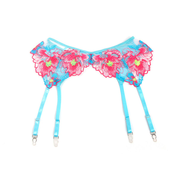 SUBBLIME - 957650 BH- UND STRUMPFGÜRTEL-SET MIT BLUMENSTICKEREI ROSA L/XL