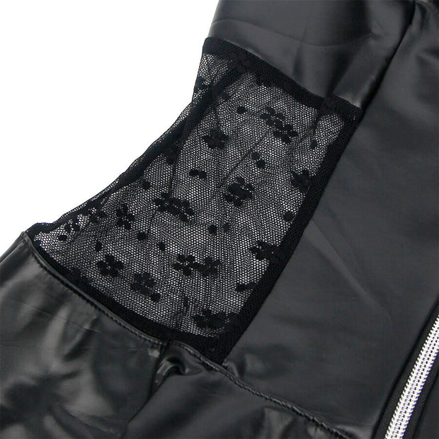 SUBBLIME - 957711 LEDERKLEID MIT SPITZENREISSVERSCHLUSS SCHWARZ L/XL