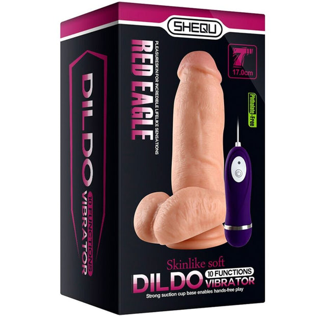 SHEQU - RED EAGLE VIBRATORDILDO MIT FERNBEDIENUNG 17 CM