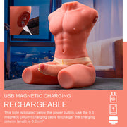 XISE - JASON HALBKÖRPER REALISTISCHER MÄNNLICHER TORSO MIT STOSS UND VIBRATION 55 CM