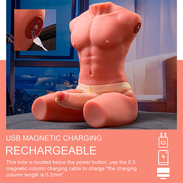 XISE - JASON HALBKÖRPER REALISTISCHER MÄNNLICHER TORSO MIT STOSS UND VIBRATION 55 CM