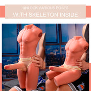 XISE - JASON HALBKÖRPER REALISTISCHER MÄNNLICHER TORSO MIT STOSS UND VIBRATION 55 CM