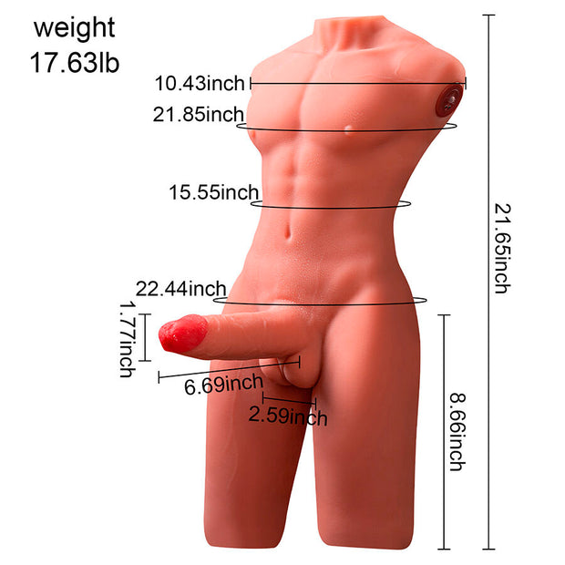 XISE - JASON HALBKÖRPER REALISTISCHER MÄNNLICHER TORSO MIT STOSS UND VIBRATION 55 CM
