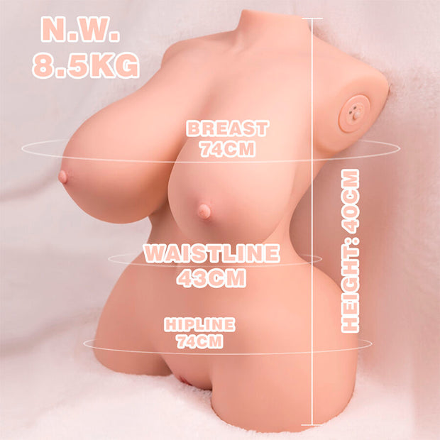 XISE - KLEINER STOSSENDER REALISTISCHER TORSO MIT WEIBLICHER VIBRATION 40 CM