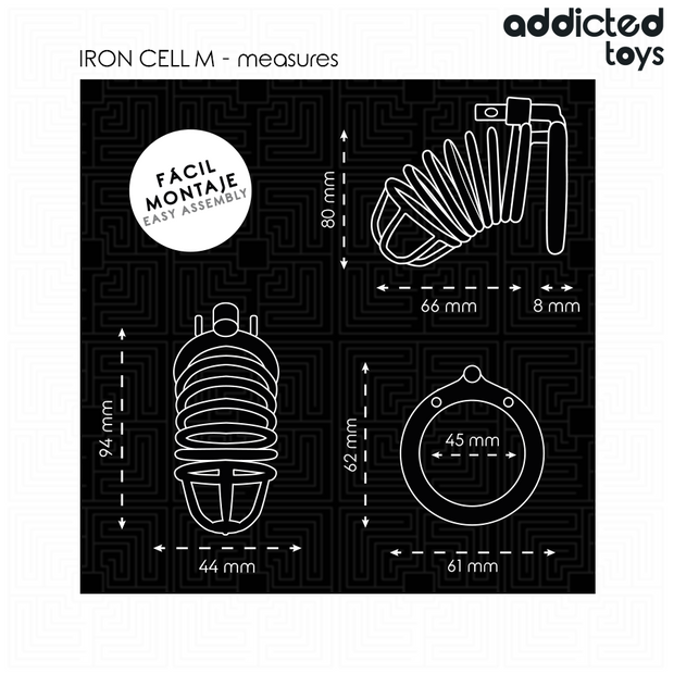 ADDICTED TOYS LOCKED - IRON CELL METALL-PENISKÄFIG GRÖSSE M