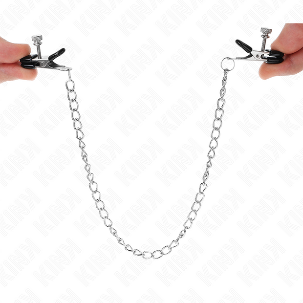 KINK - FLACHE KETTE NIPPELKLEMMEN SILBER 34 CM