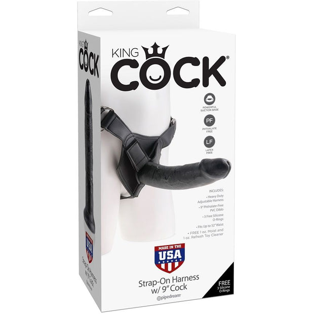 KING COCK - HARNESS MIT REALISTISCHEM SCHWARZEN PENIS 22,9 CM