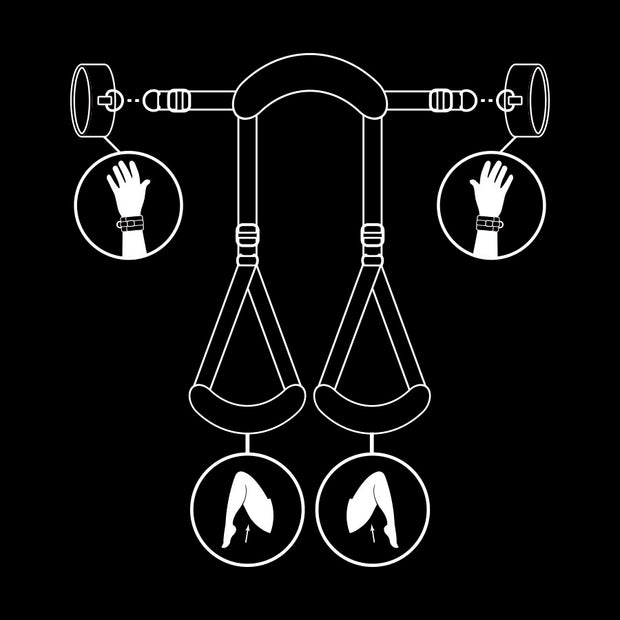 FETISH SUBMISSIVE - POSITION MIT OFFENEN BEINEN UND HANDSCHELLEN MIT NOPRENE-FUTTER