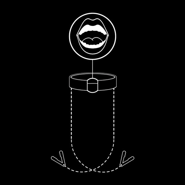 FETISH SUBMISSIVE - KNEBELRING MIT NIPPELKLEMMEN