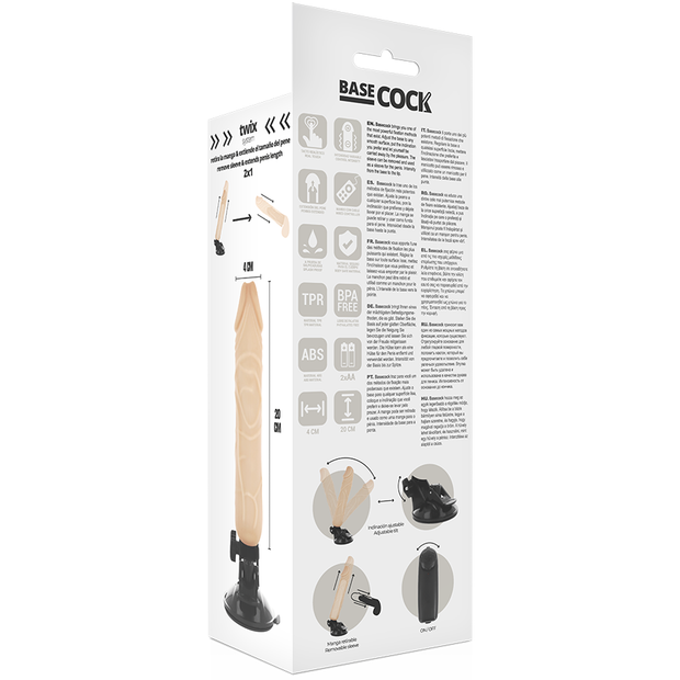BASECOCK - REALISTISCHER VIBRATOR MIT FERNBEDIENUNG NATÜRLICHER 20 CM -O- 4 CM
