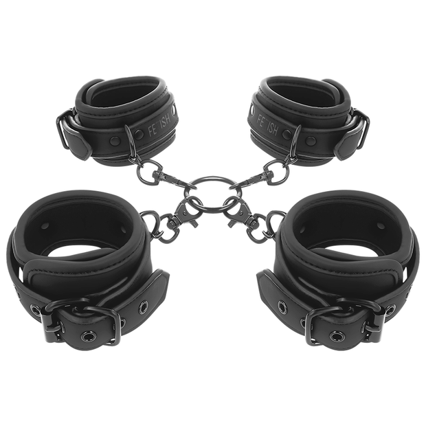 FETISH SUBMISSIVE - HAND- UND KNÖCHEL-HANDSCHELLEN-SET MIT NOPRENE-FUTTER