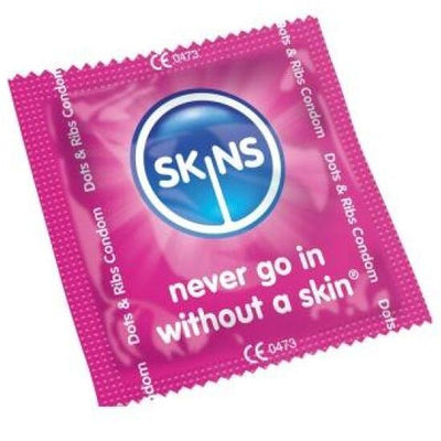 SKINS - KONDOME PUNKTE & STREIFEN BEUTEL 500 EINHEITEN
